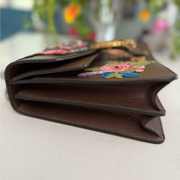 GUCCI Calfskin Web Owl Embroidered Medium Dionysus Shoulder Bag New Acero ~ NWT - Picture 8 of 16